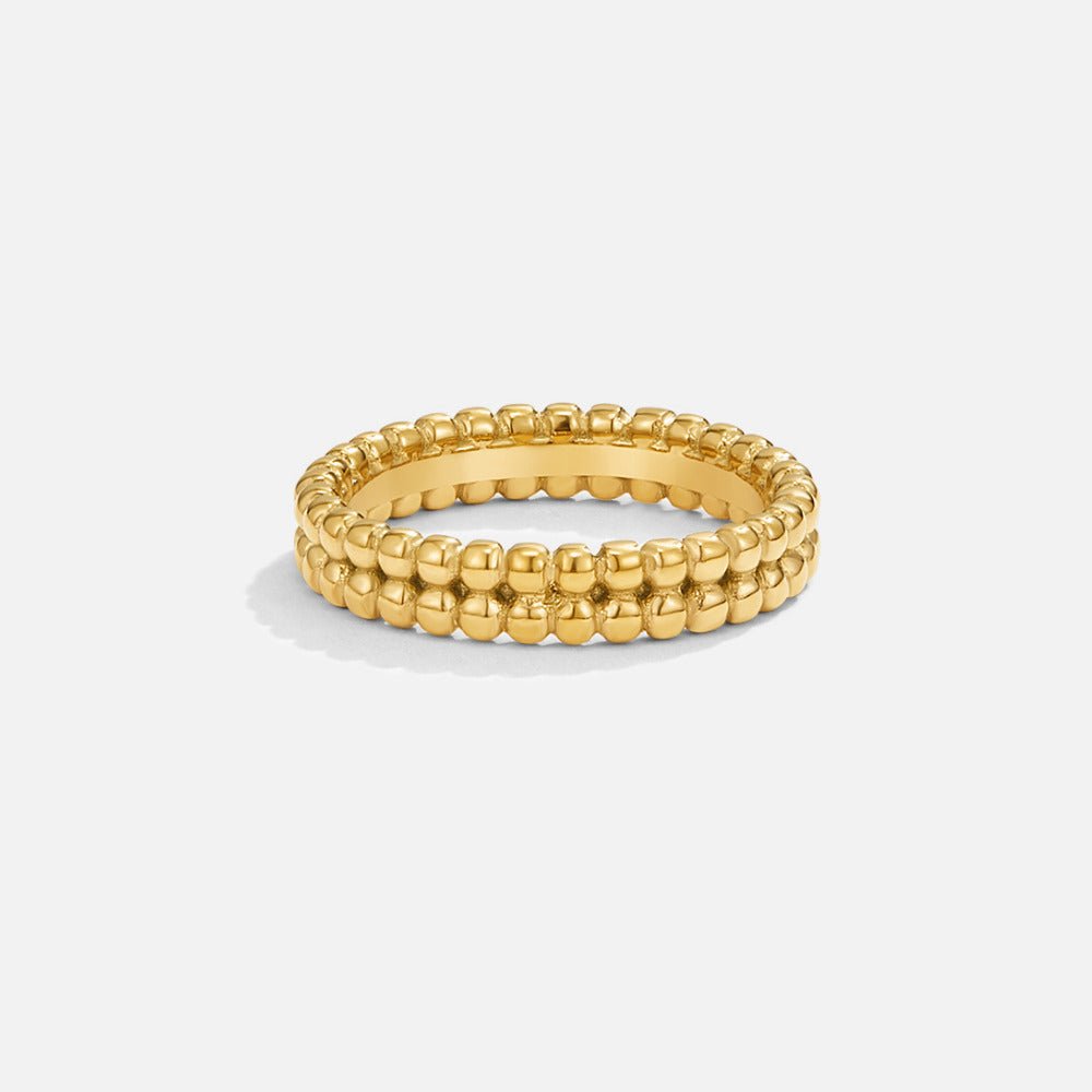 Anillo Leona con Cuentas Doradas