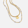 Collar Lia en capas de cuentas con moneda de oro