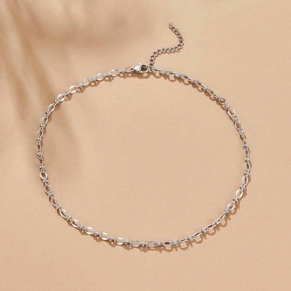 Collar de cadena de eslabones plateado