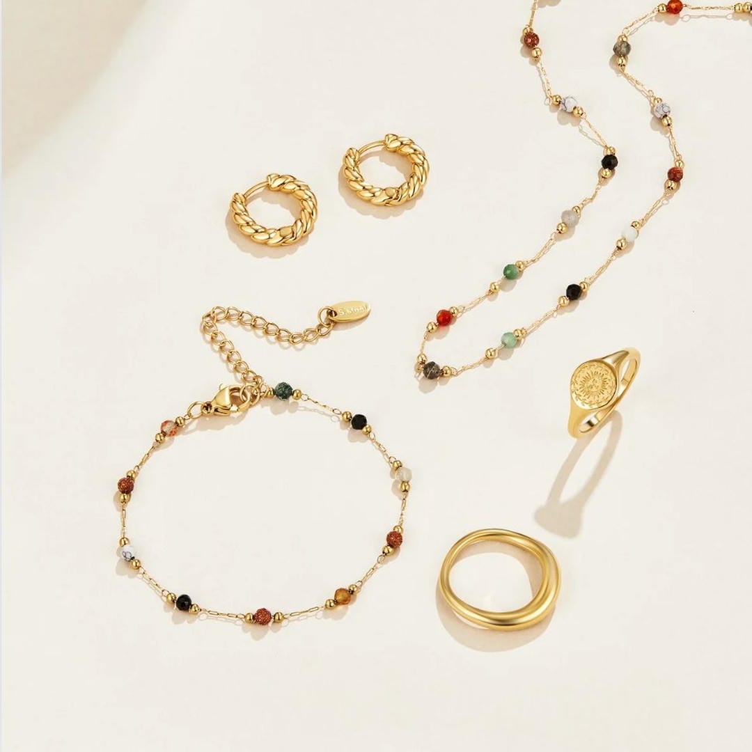 Pulsera de piedras preciosas de equilibrio sereno