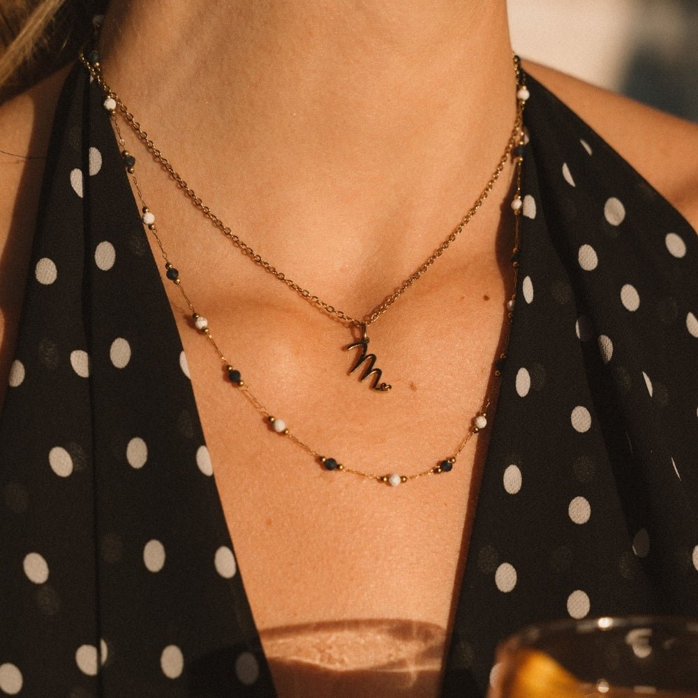Collar Lulu Midnight con cuentas de piedra