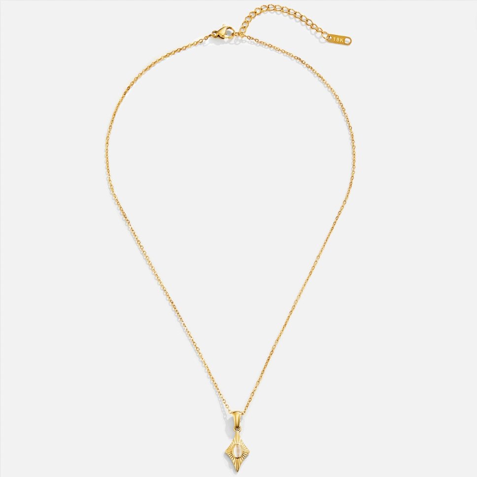Collar de oro Luna ópalo blanco