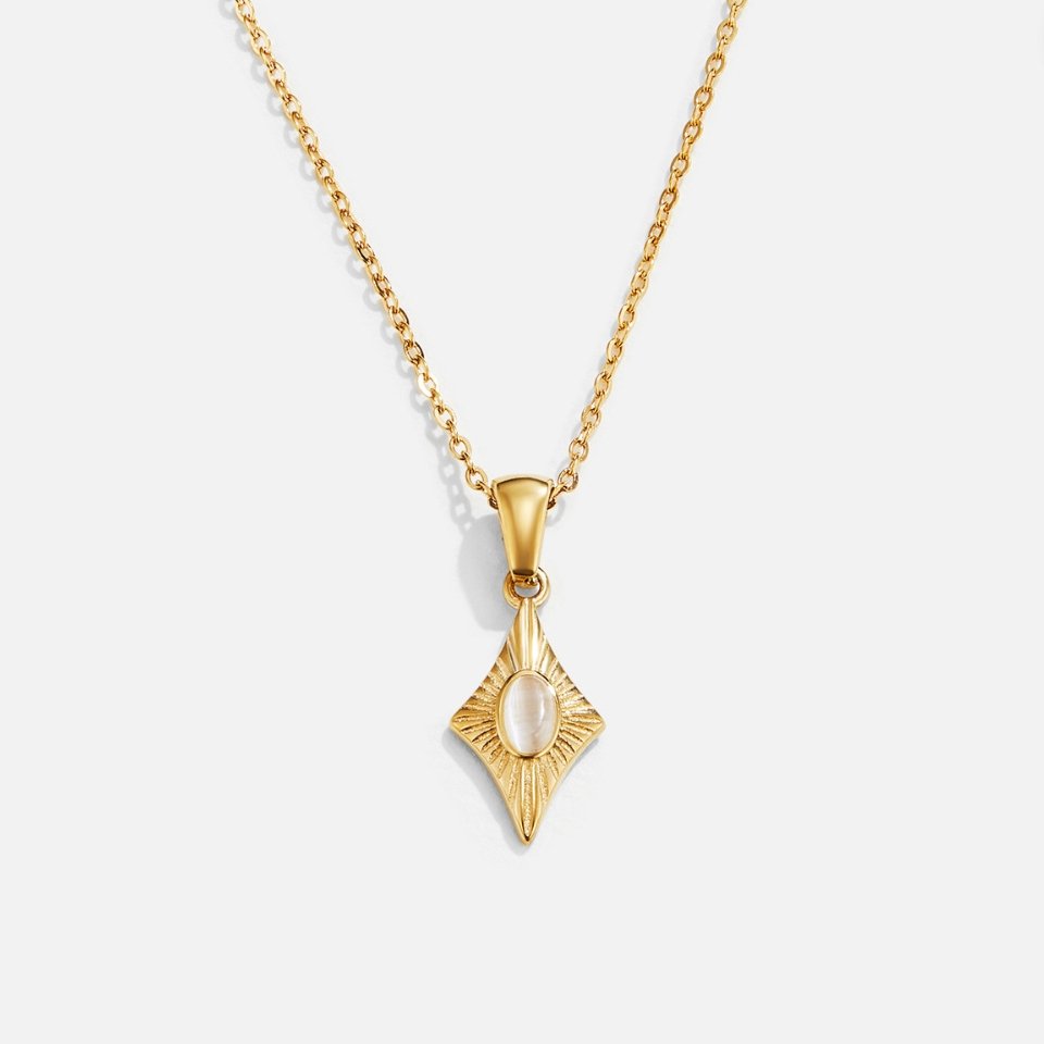 Collar de oro Luna ópalo blanco