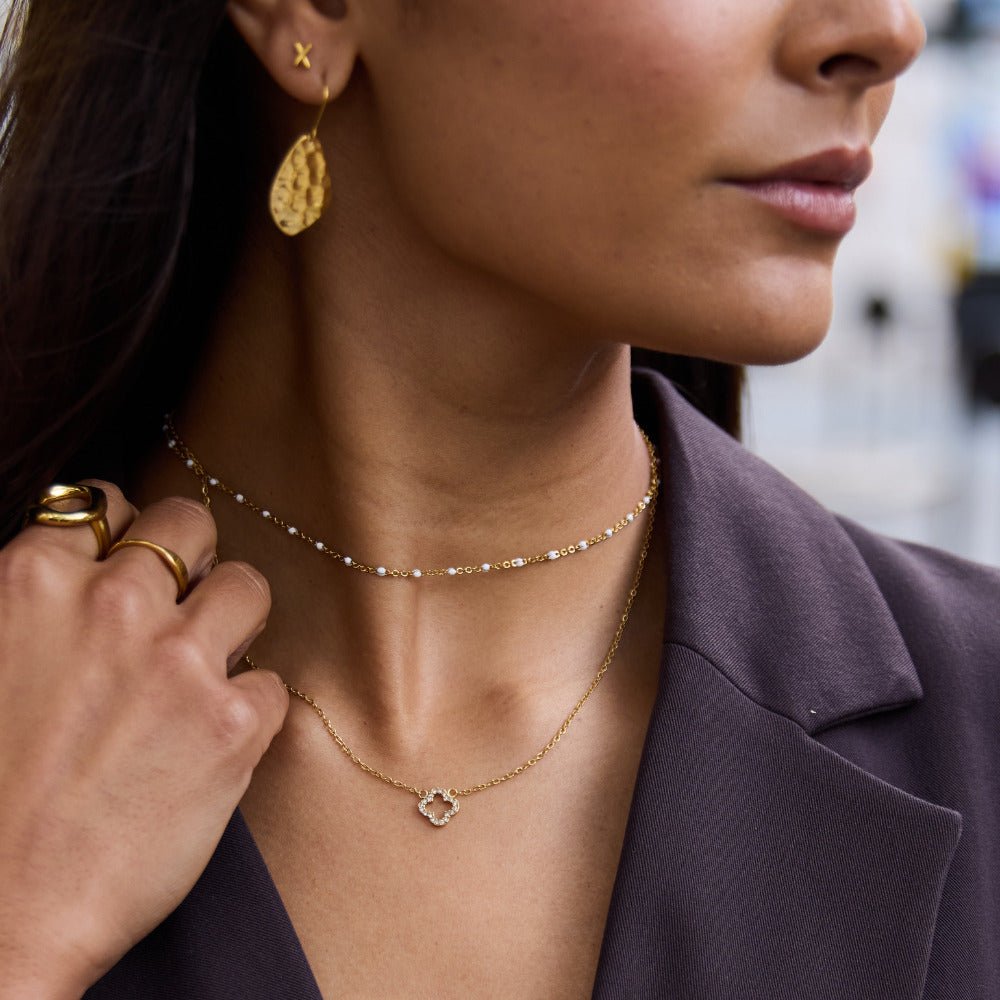 Collar de trébol de cristal de lujo