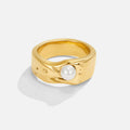 Anillo Malia Perla Dorada Gruesa