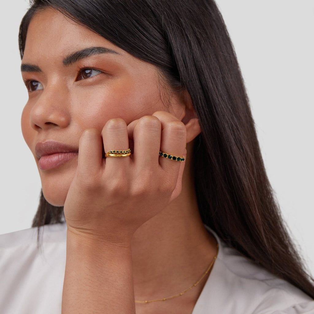 Anillo Marissa Esmeralda Verde Superpuesto