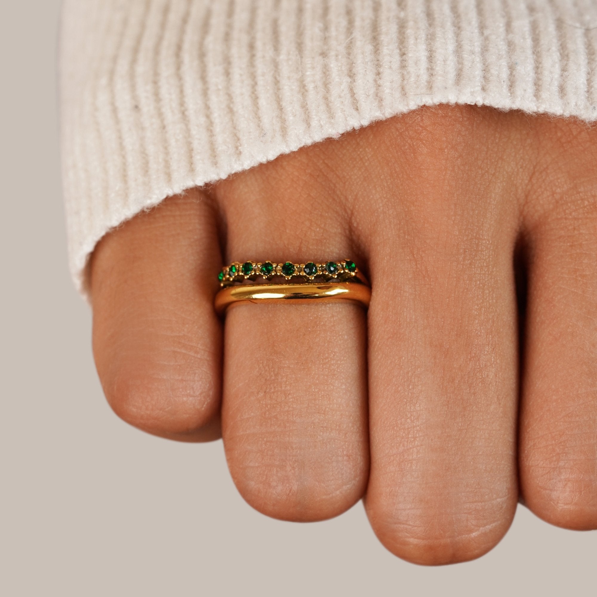 Anillo Marissa Esmeralda Verde Superpuesto
