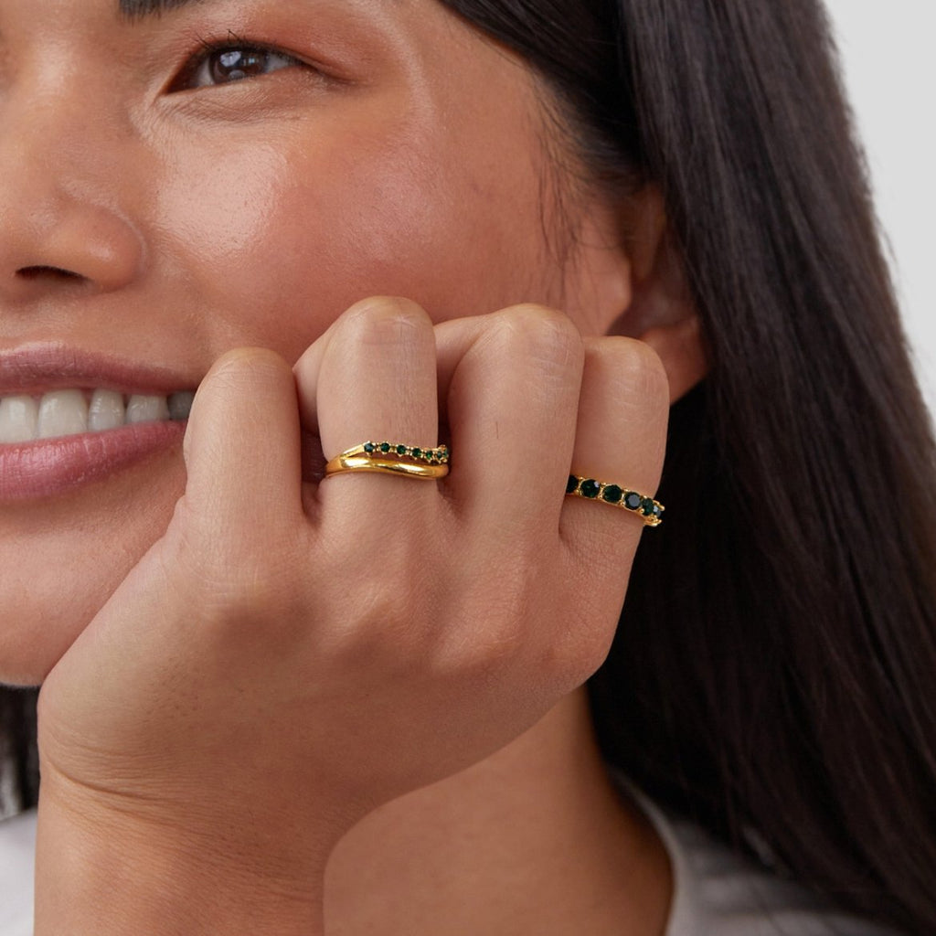 Anillo Marissa Esmeralda Verde Superpuesto