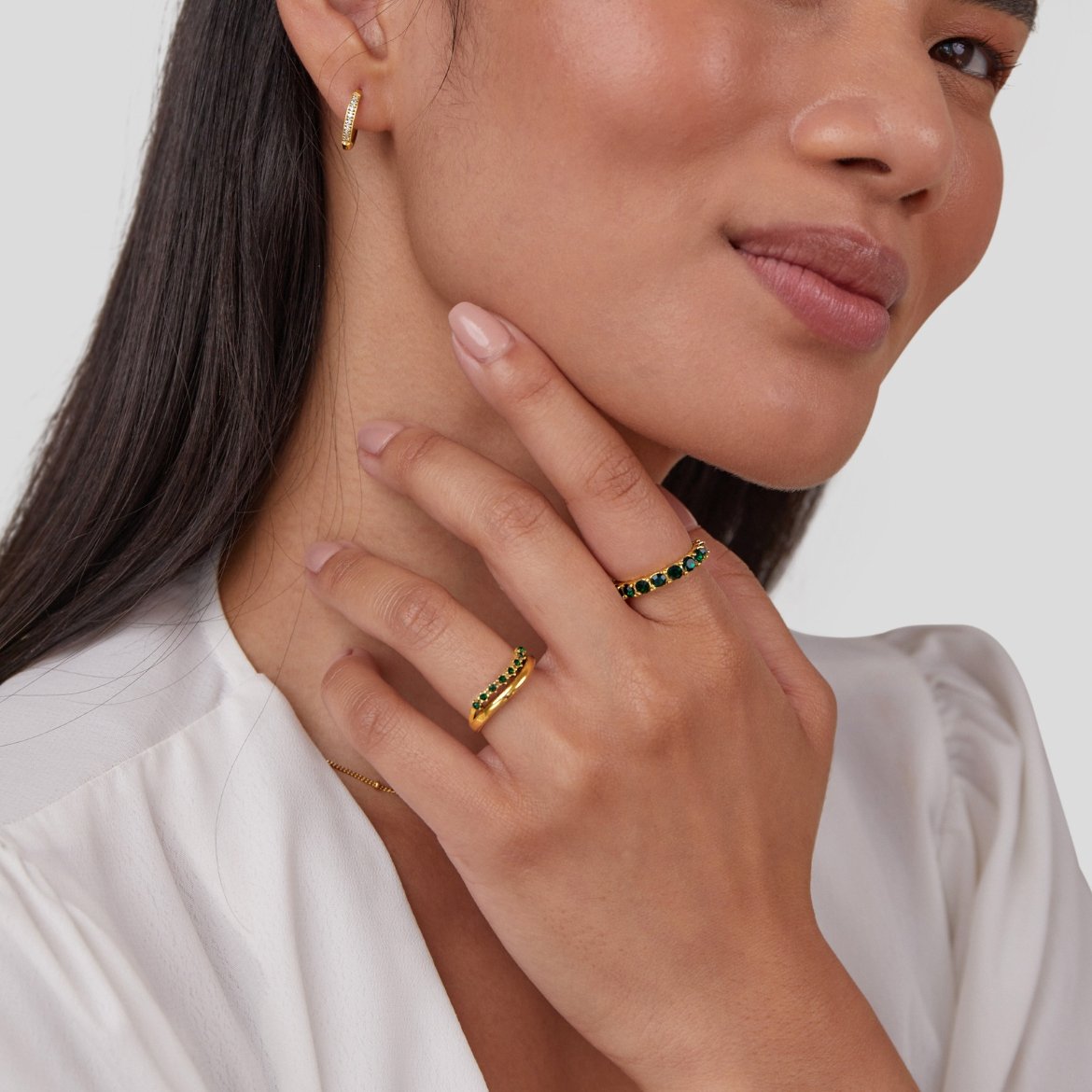 Anillo Marissa Esmeralda Verde Superpuesto
