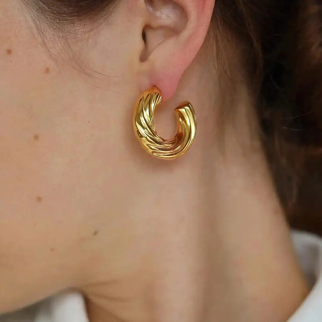 Aretes de Aro Gruesos Trenzados para Diario