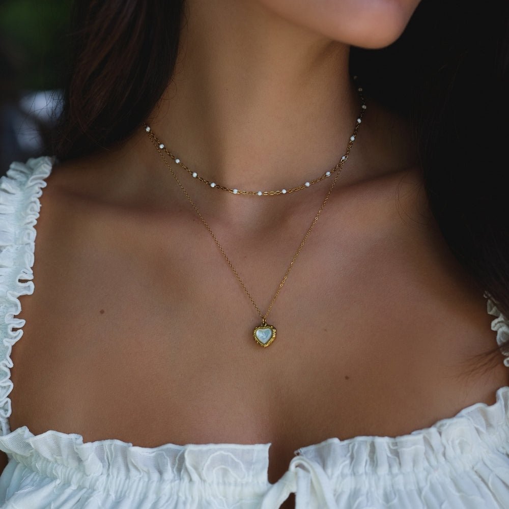 Collar Mila de cuentas blancas