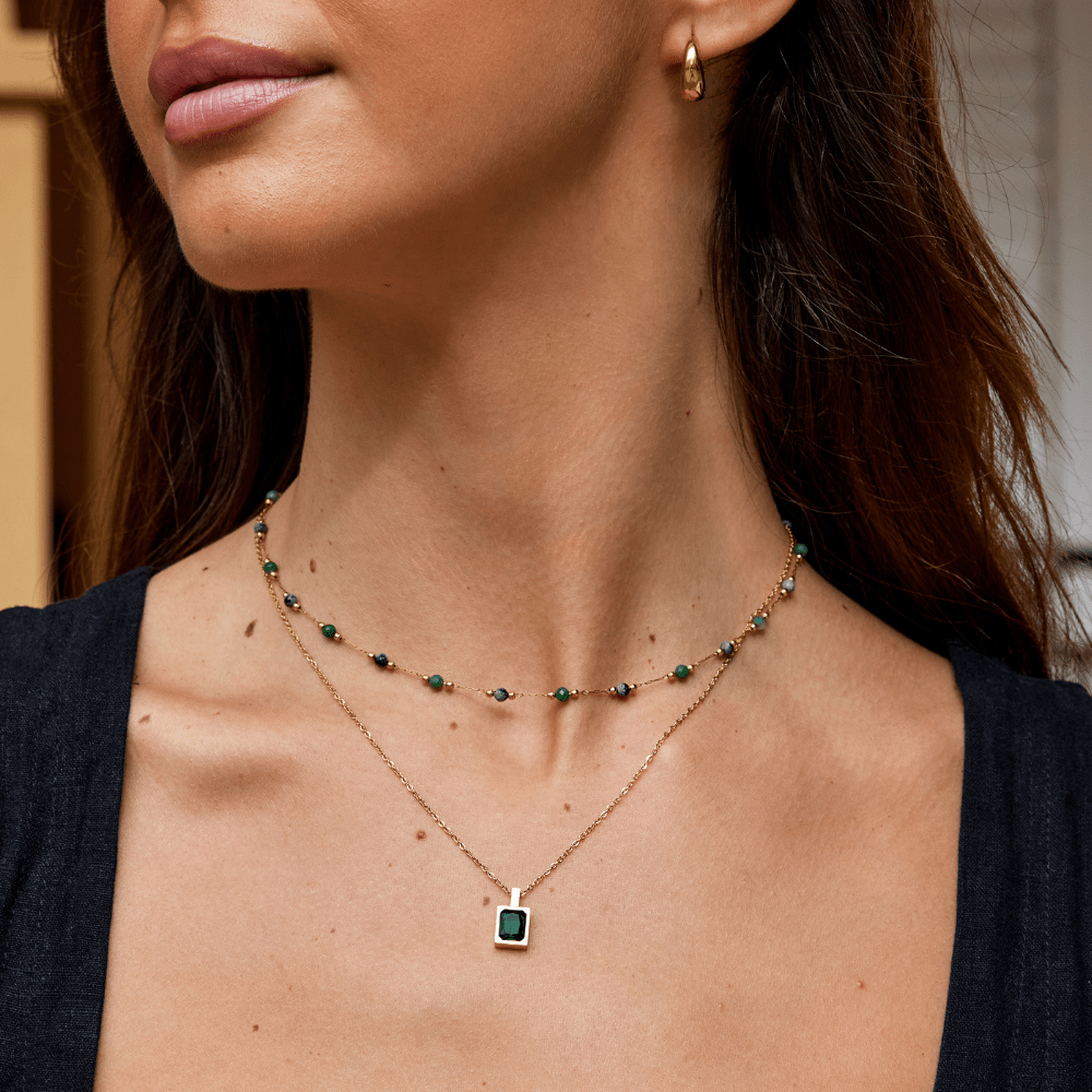 Collar de cristal verde místico