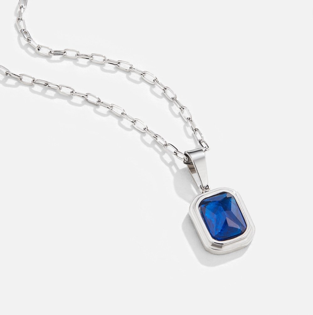 Collar de plata con colgante Ocean Blue