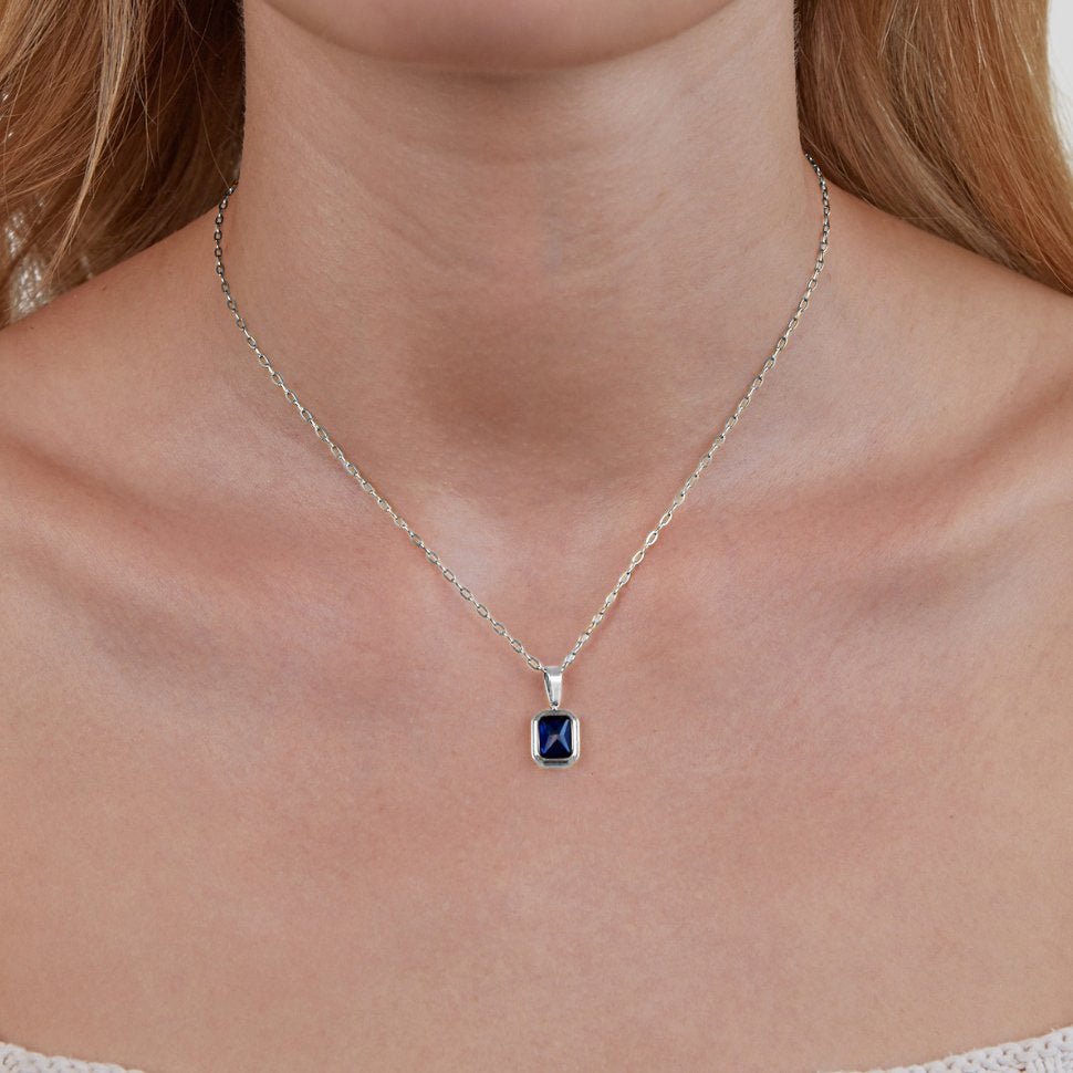Collar de plata con colgante Ocean Blue
