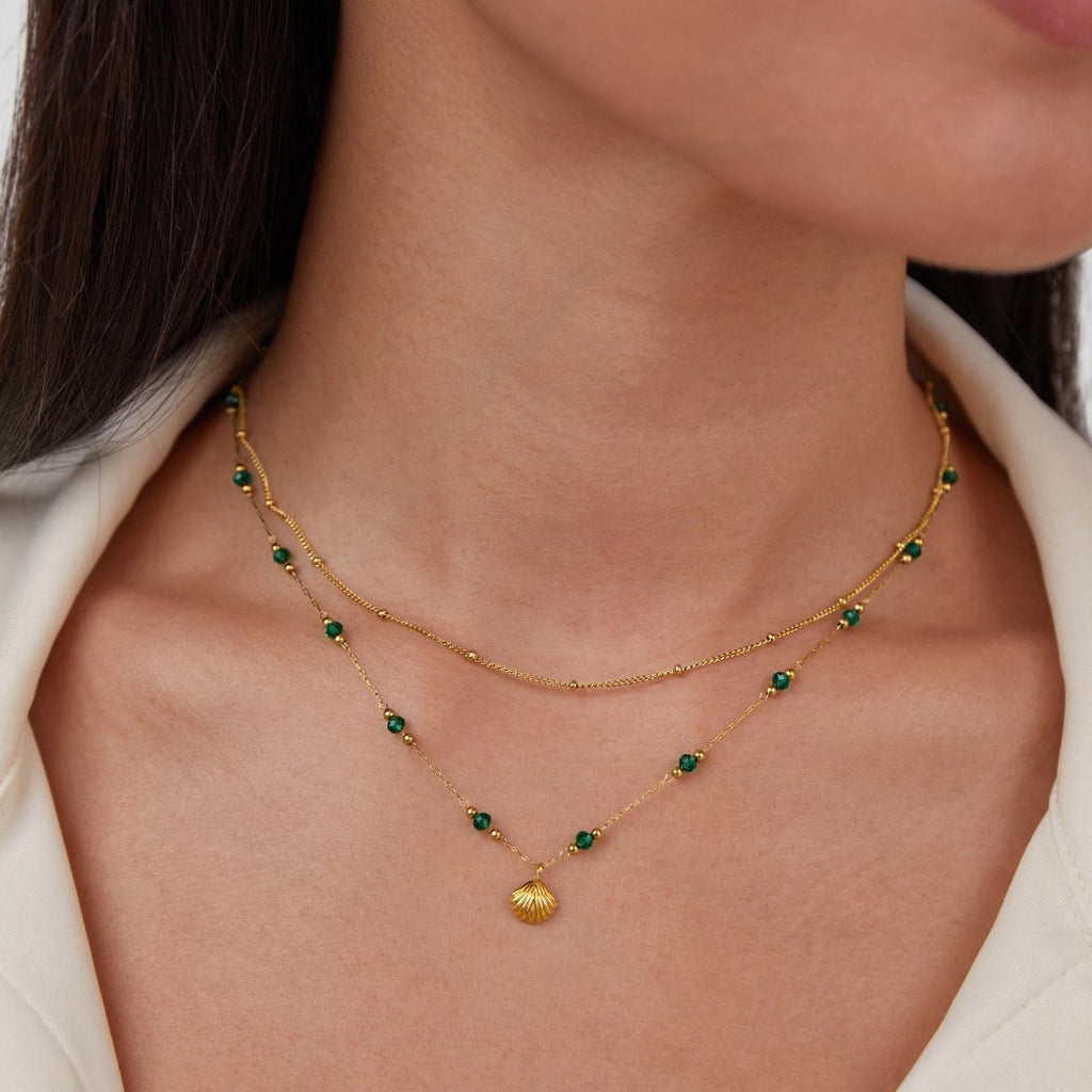 Conjunto de Collar de Conchas y Cuentas Amante del Océano