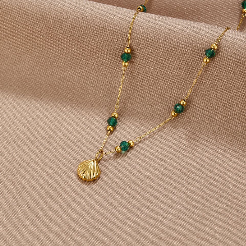 Conjunto de Collar de Conchas y Cuentas Amante del Océano