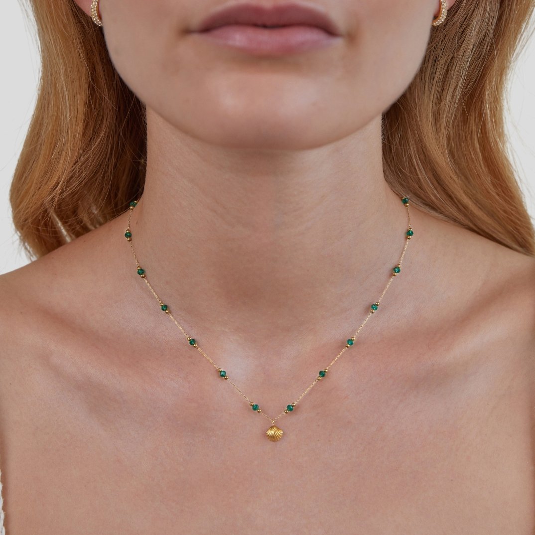 Conjunto de Collar de Conchas y Cuentas Amante del Océano