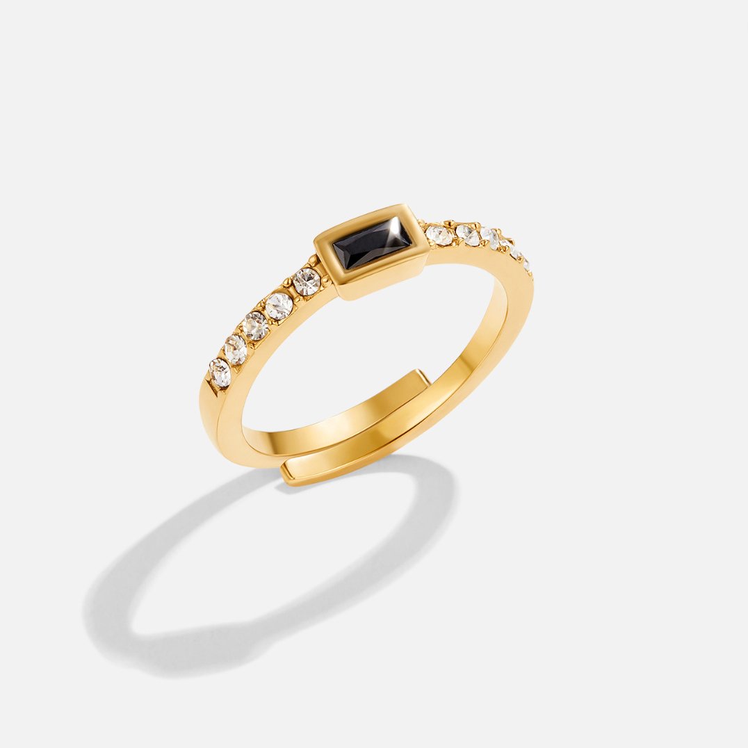 Anillo de cristal negro ónix