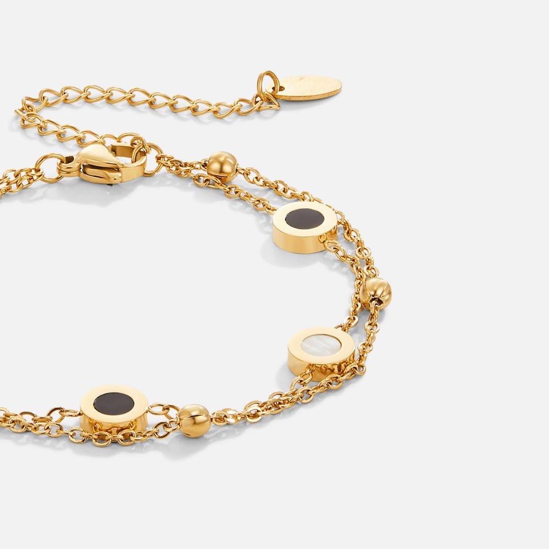 Pulsera Muse ónix y piedra blanca