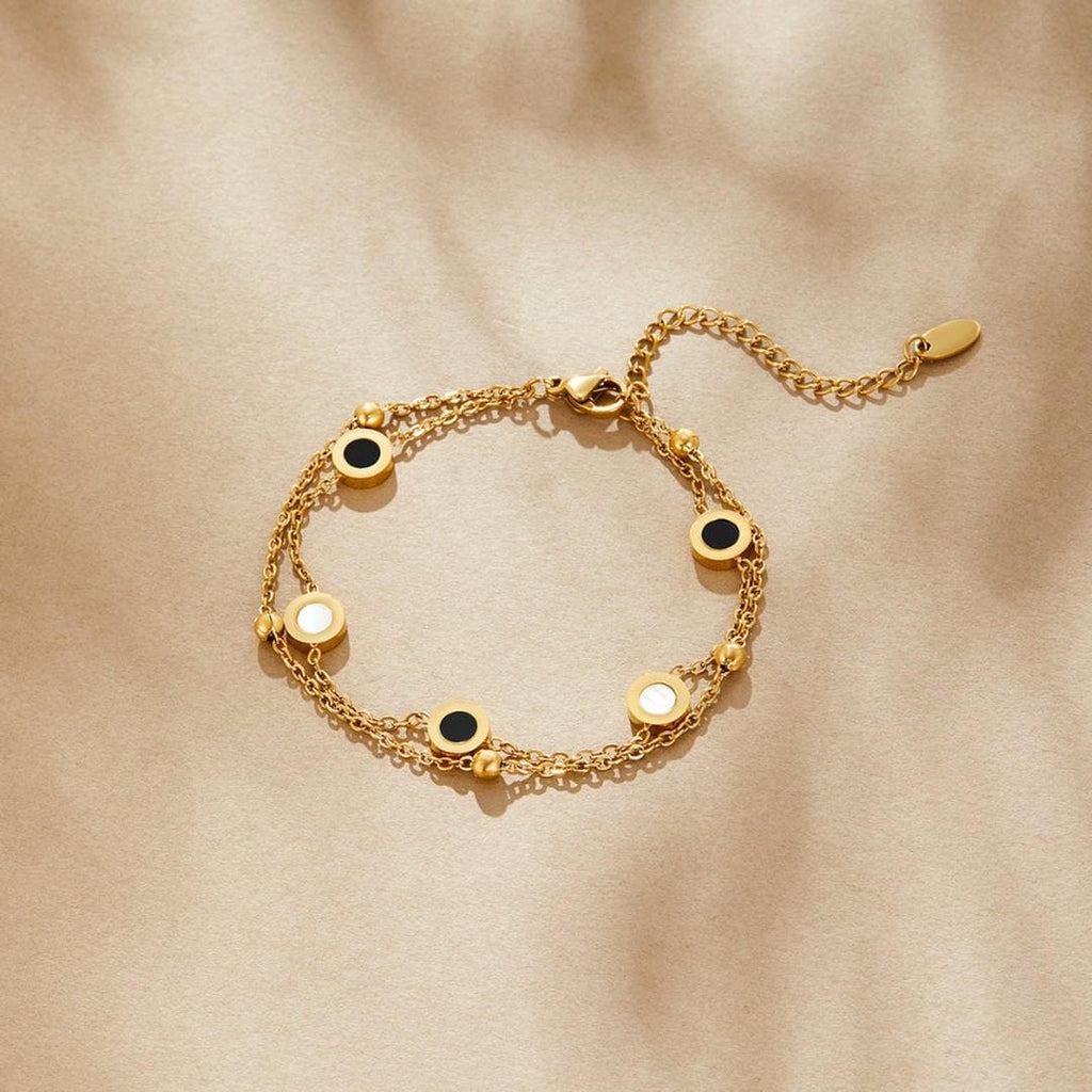 Pulsera Muse ónix y piedra blanca