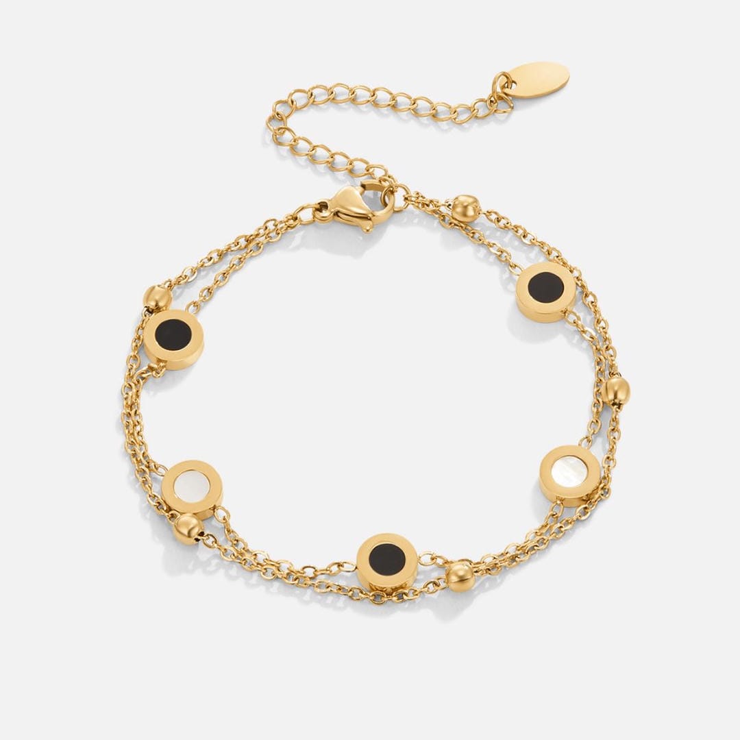 Pulsera Muse ónix y piedra blanca