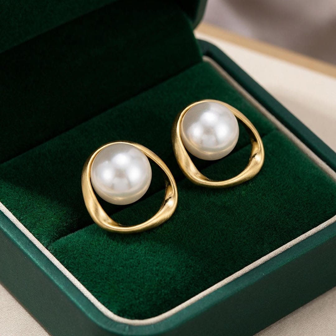 Pendientes de botón orgánicos Halo Pearl