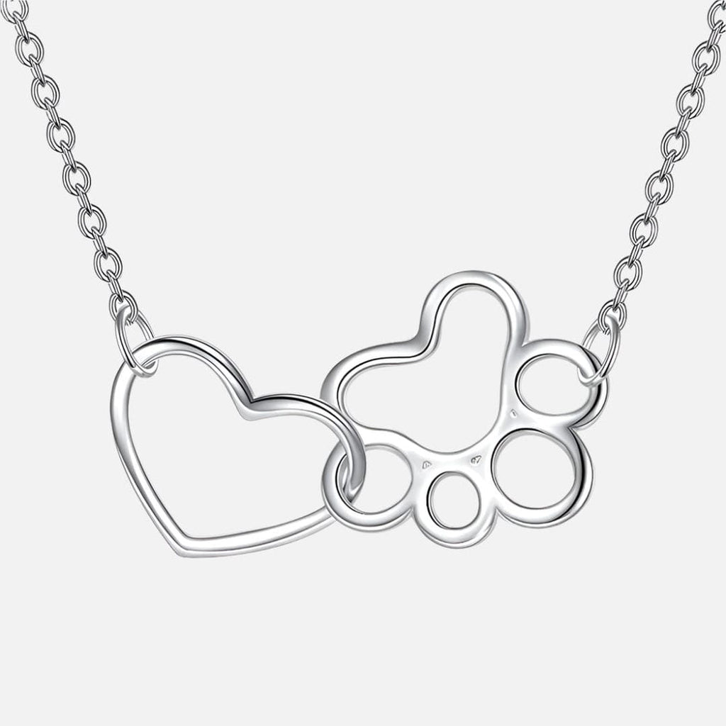 Collar con Colgante de Pata de Corazón de Plata