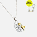 Collar con colgante de abrazo + Pendientes de regalo