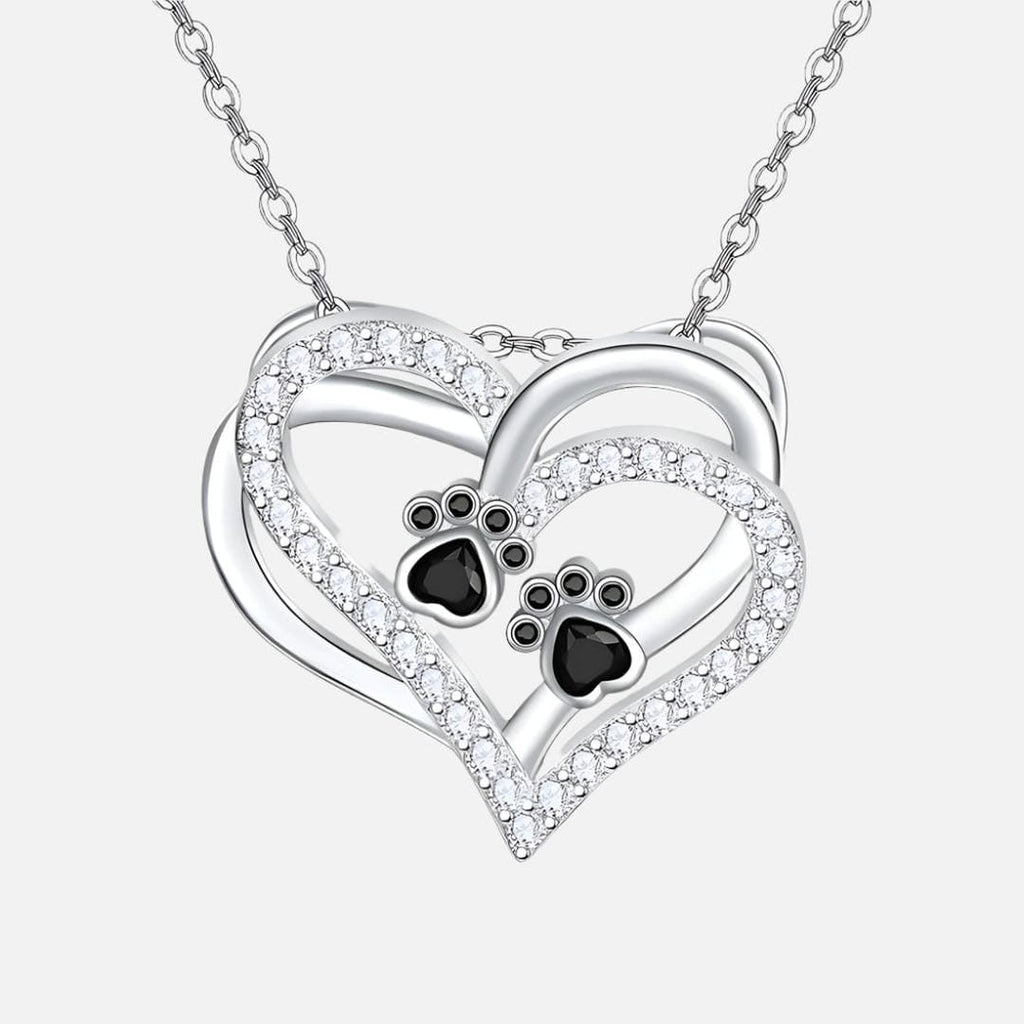 Collar de circonita con corazón y huella de perro