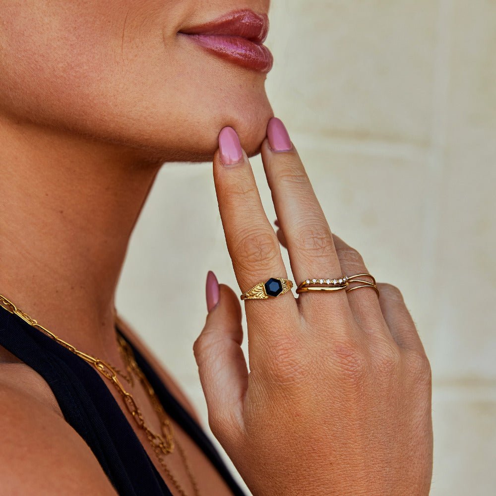 Anillo Fénix de Ónix Negro