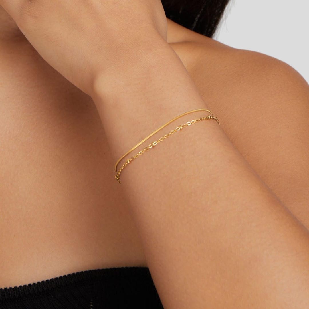Pulsera de oro de capas de lujo