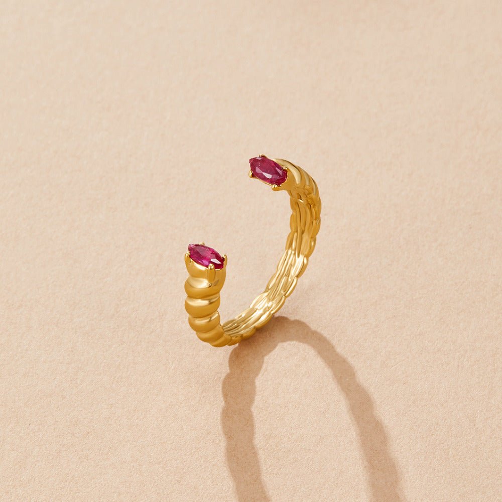 Anillo de puño de cristal rosa
