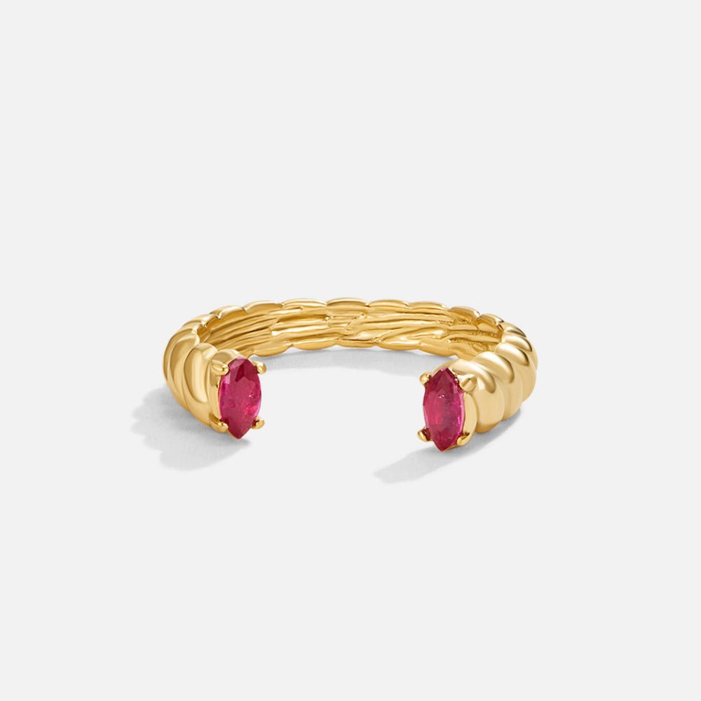 Anillo de puño de cristal rosa