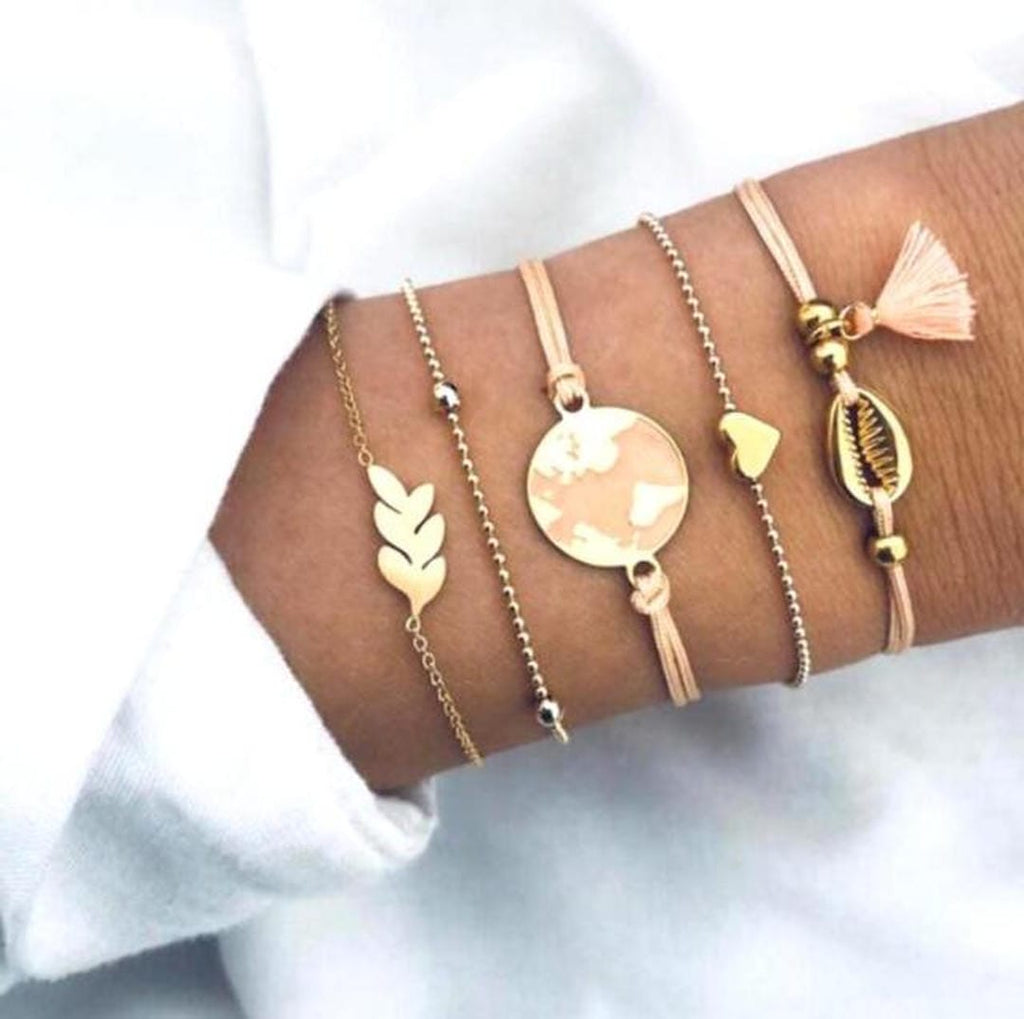 Conjunto de 5 pulseras únicas de primera calidad