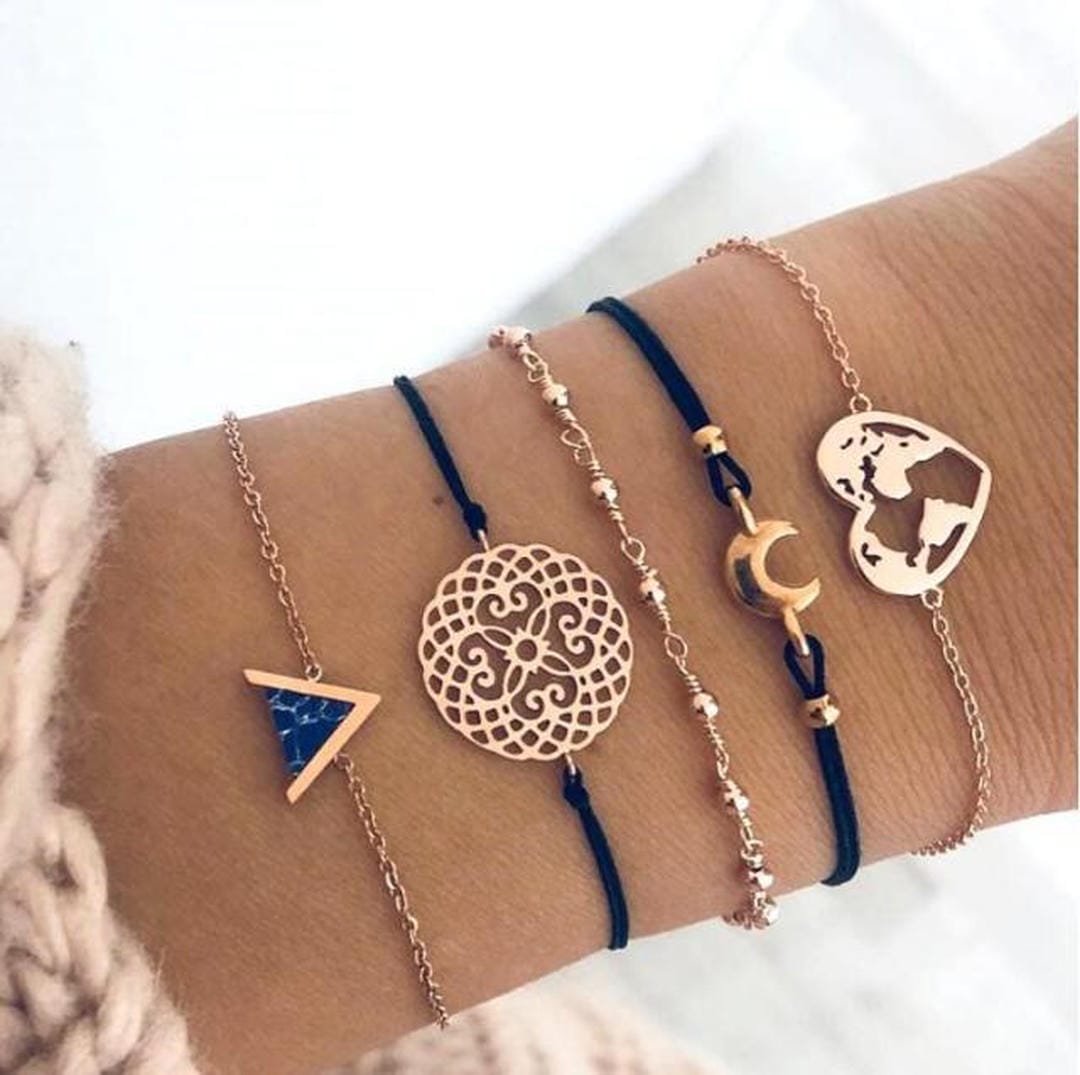 Conjunto de 5 pulseras únicas de primera calidad