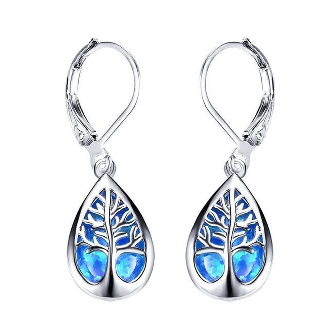 Pendientes Rama de Árbol de Ópalo Plateado