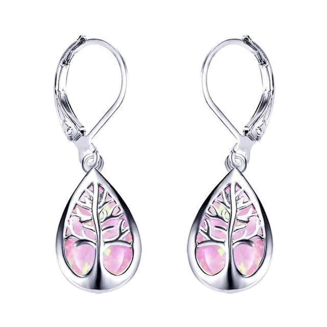 Pendientes Rama de Árbol de Ópalo Plateado