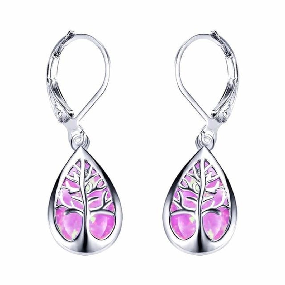 Pendientes Rama de Árbol de Ópalo Plateado