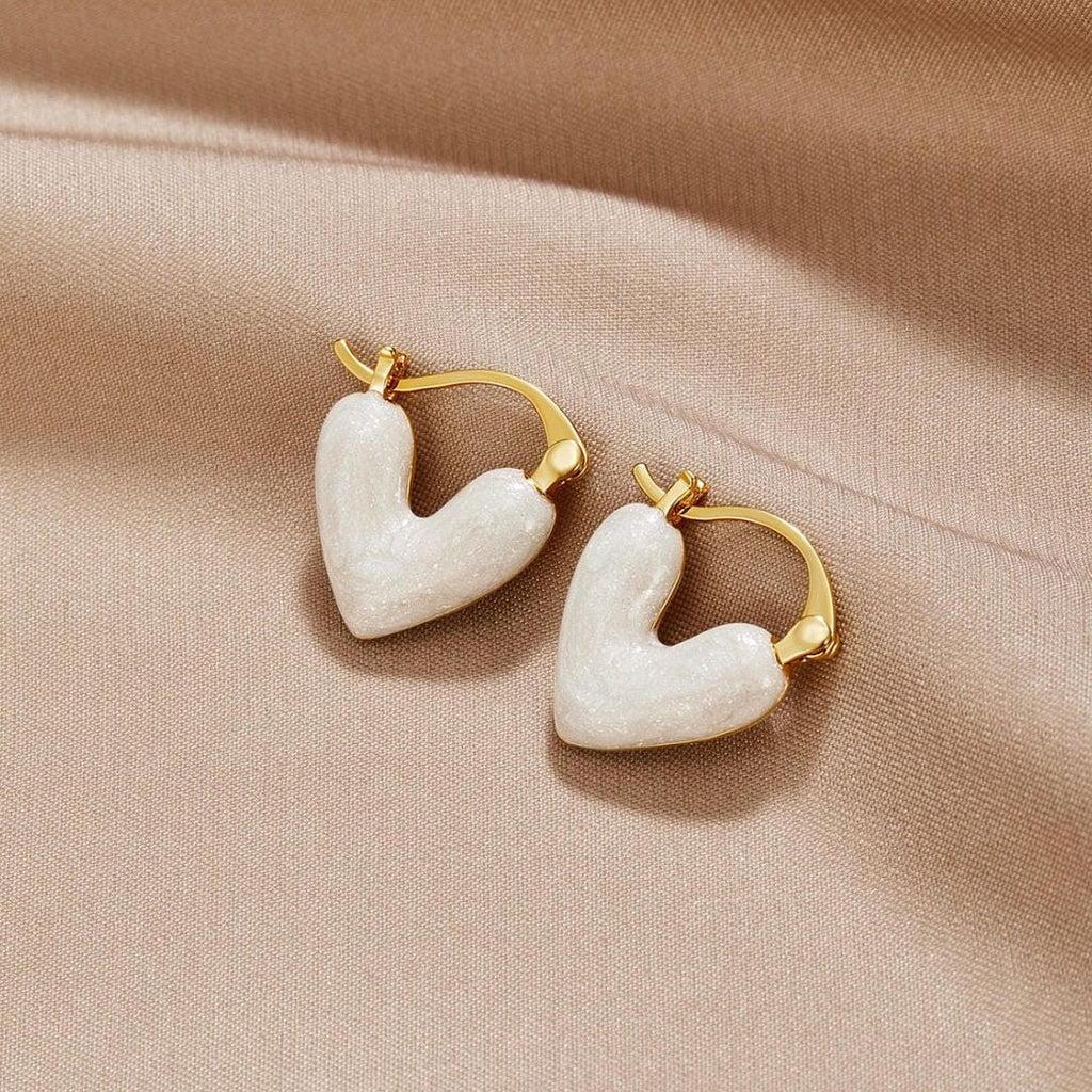 Pendientes de Corazón Blanco Puro