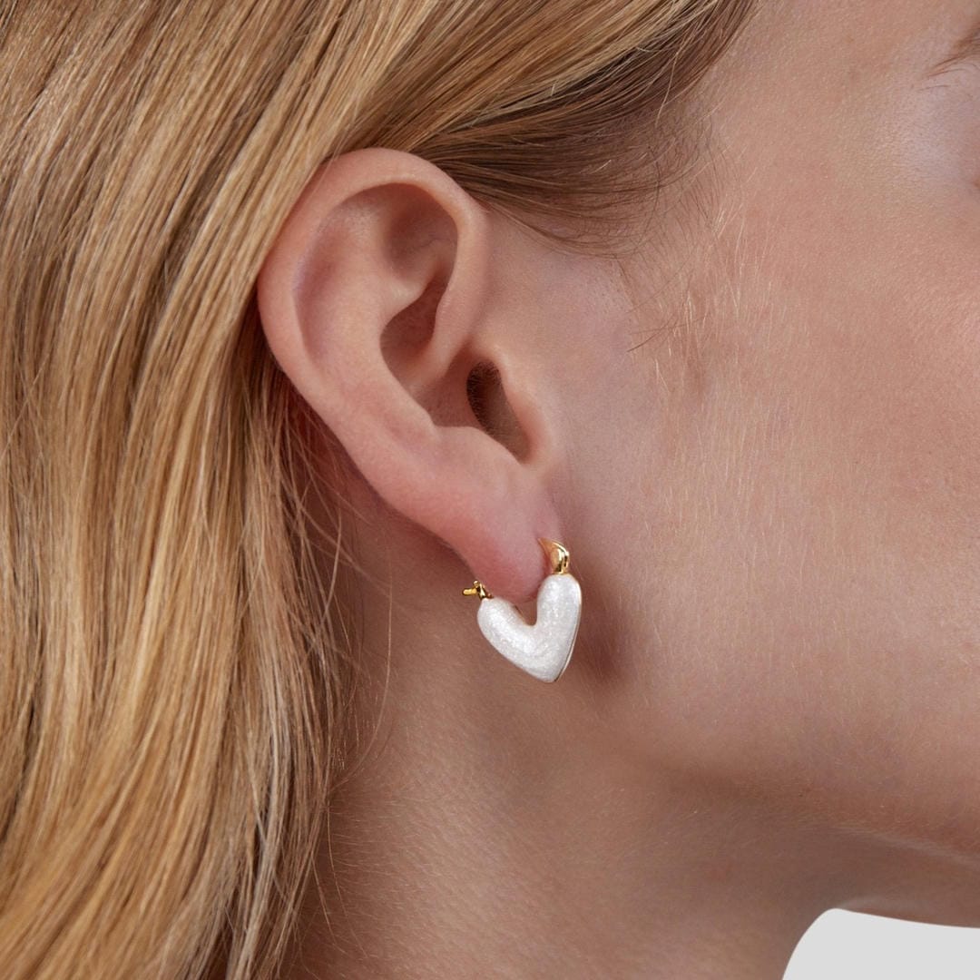 Pendientes de Corazón Blanco Puro