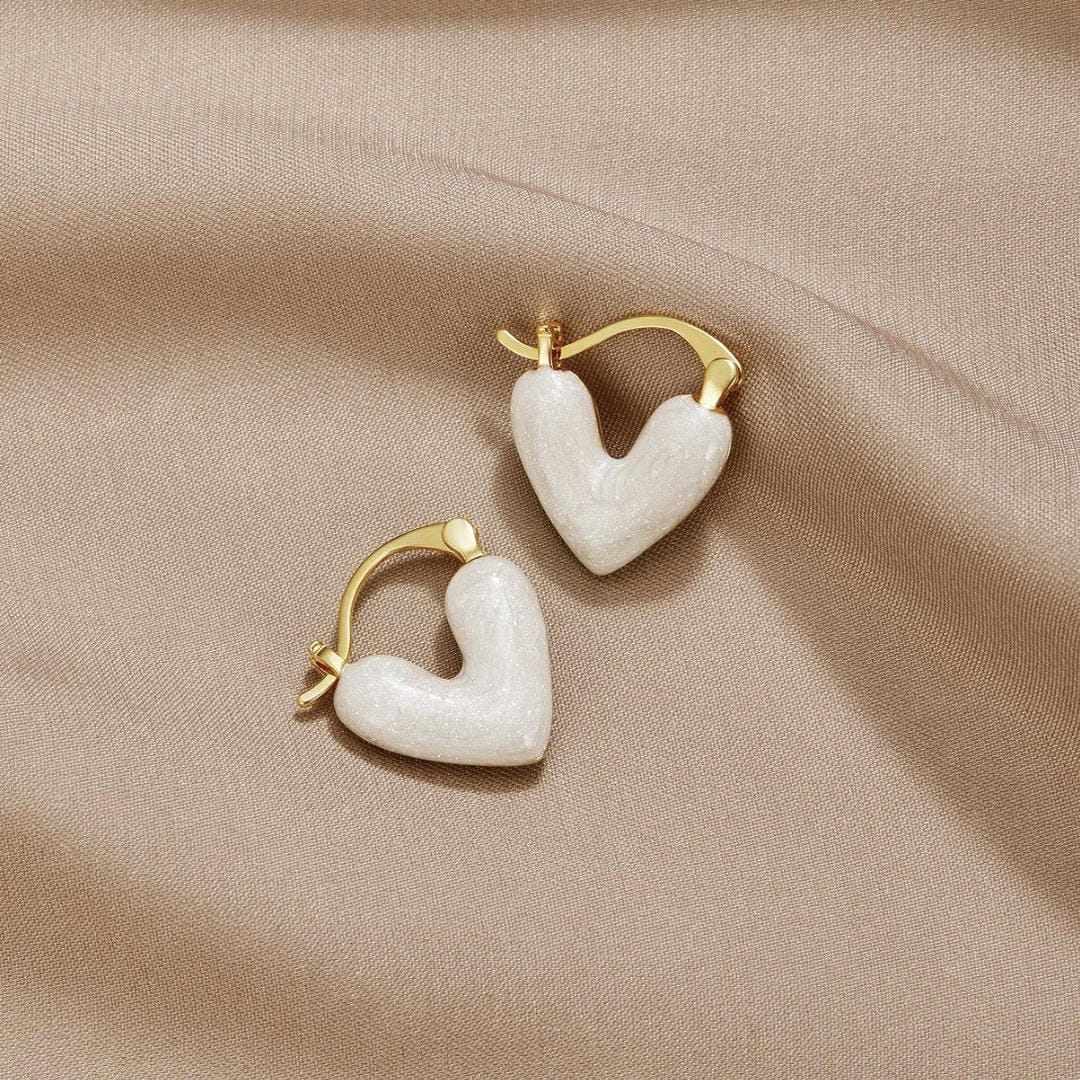 Pendientes de Corazón Blanco Puro