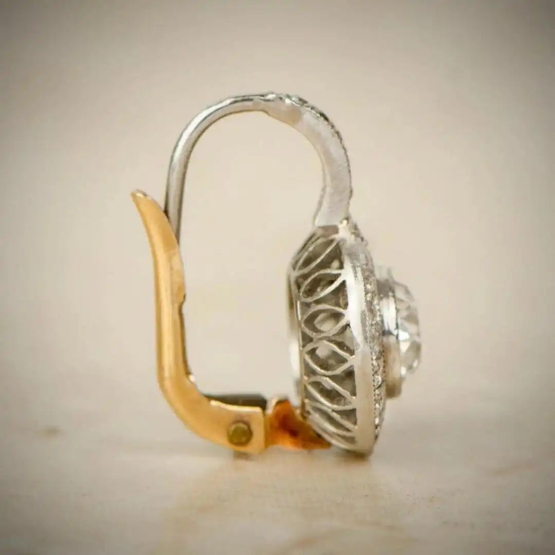 Pendientes vintage de cristal dorado y plateado