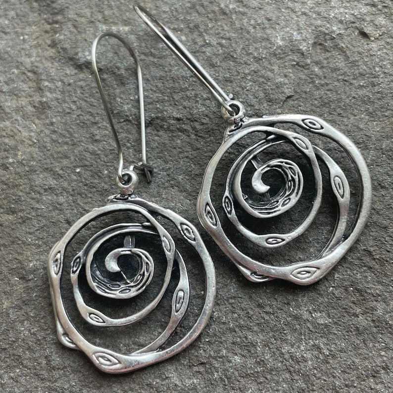 Pendientes Laberinto Plateados Vintage