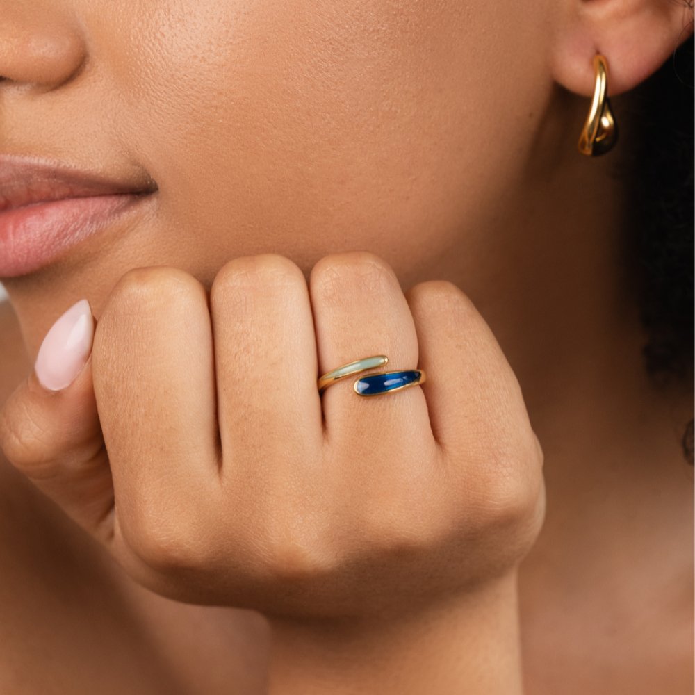 Anillo envolvente Safira Azul