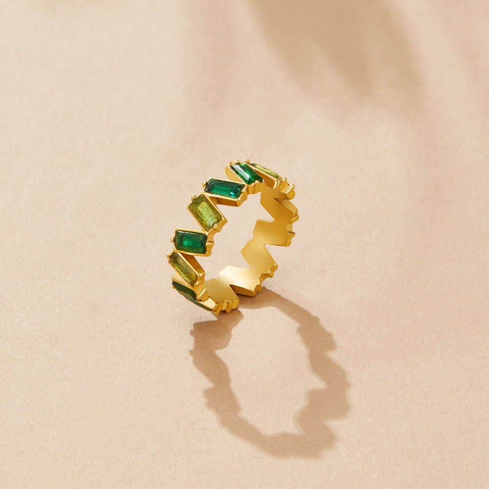 Anillo de baguette de cristal "Sueño de zafiro"
