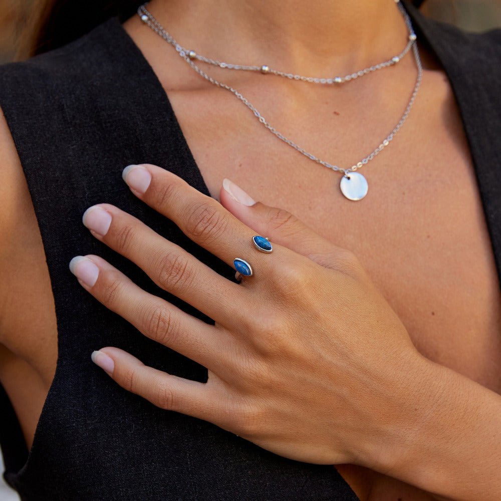 Anillo Envolvente de Plata y Lapislázuli