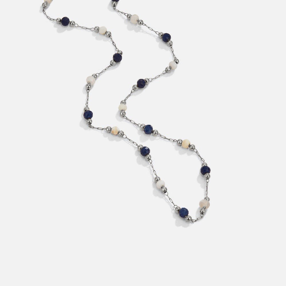 Collar plateado Lulu Midnight con cuentas y piedras