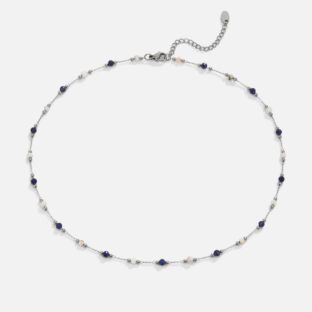 Collar plateado Lulu Midnight con cuentas y piedras
