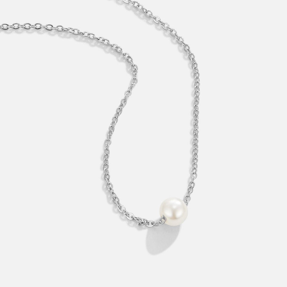 Collar Solitario de Plata con Perla