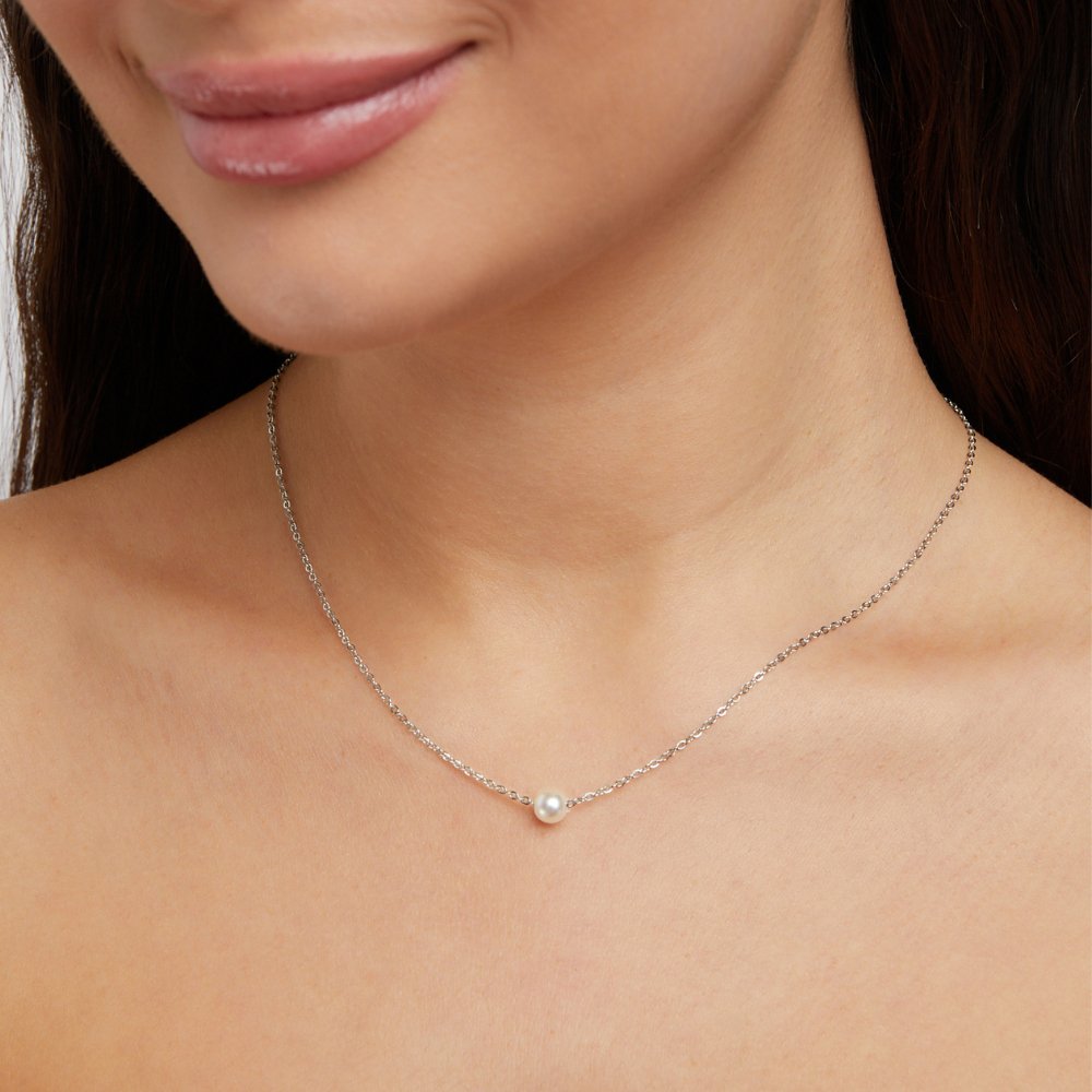 Collar Solitario de Plata con Perla